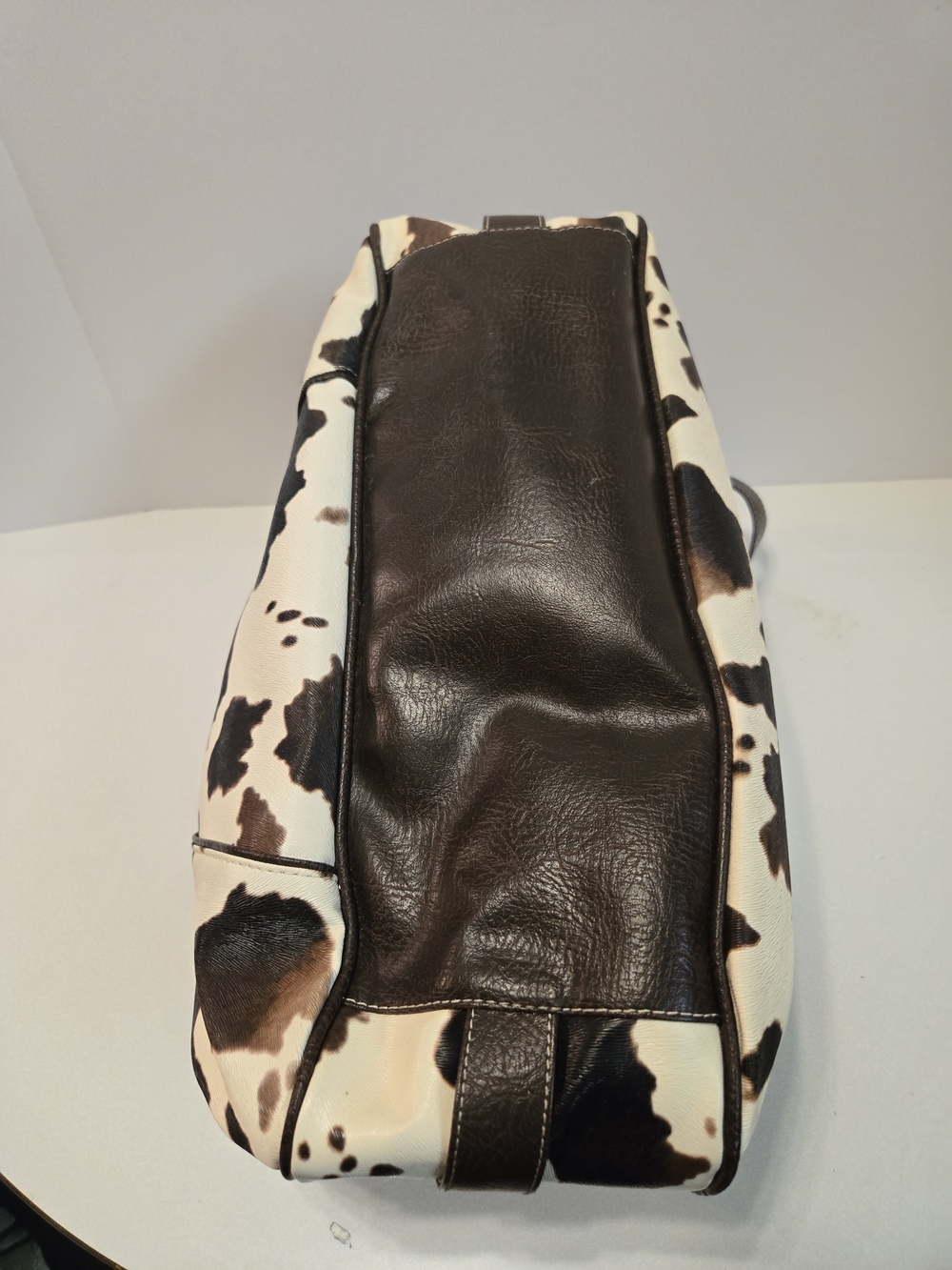 Vintage Cow-Print Satchel in Brown and White - Picture 7 of 12